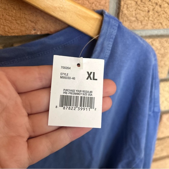 NWT Motherhood Maternity Long Sleeve Pocket Blue/Purple Cotton Shirt Size XL - Picture 3 of 7